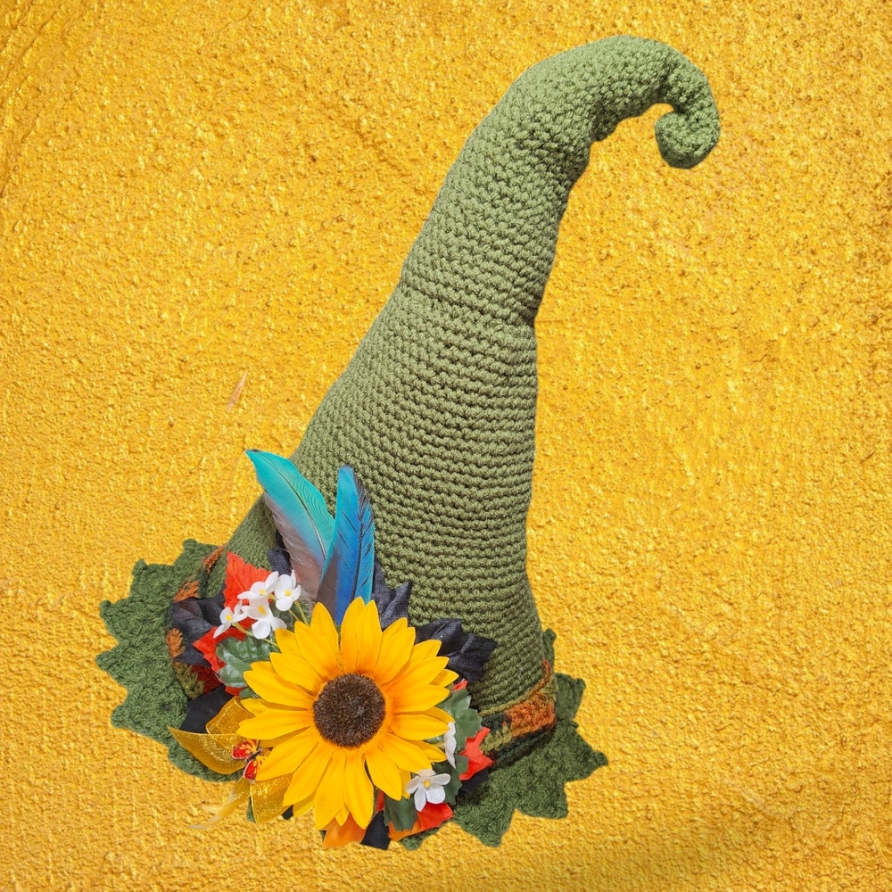 Handmade Crochet Fairy Gnome Elven Witch Hat
